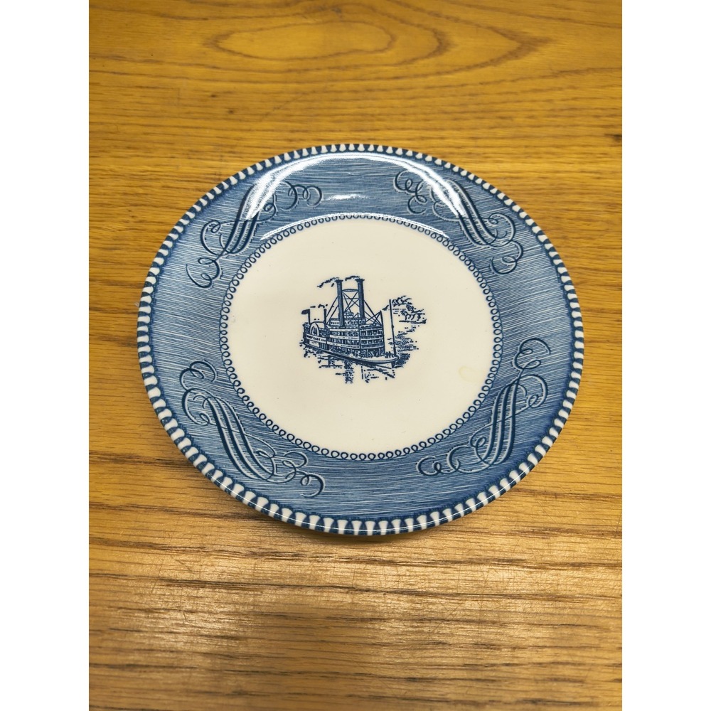 Vintage Currier & Ives Low Water Riverboat Saucer